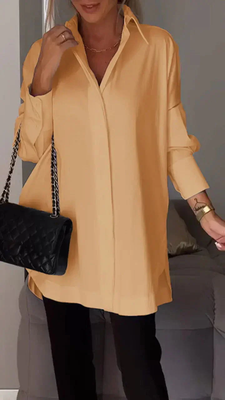 Fawnia Shirt | Oversized Long Sleeve Lapel Blouse - Image 7