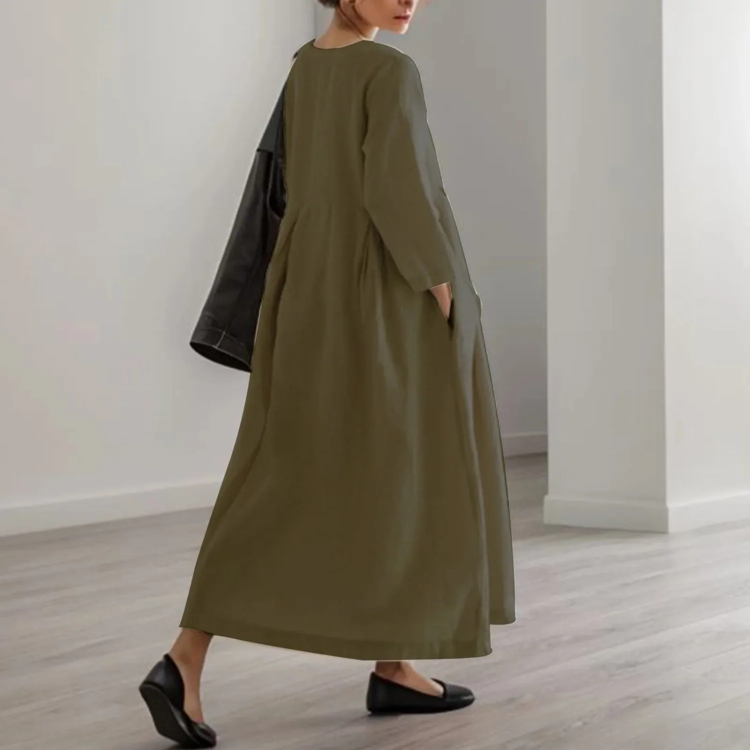 Fidelia Dress | Loose Fit Midi Dress with 3/4 Sleeves - Image 5