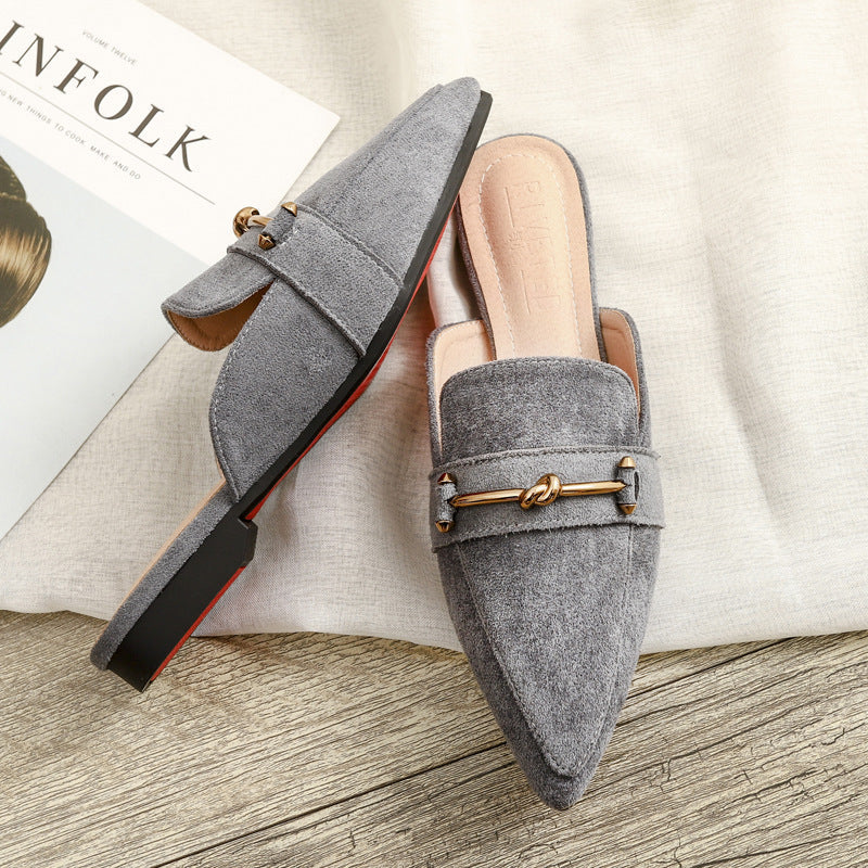Flora Pointed-Toe Studded Mule Flats | Casual Mule Flats - Image 2