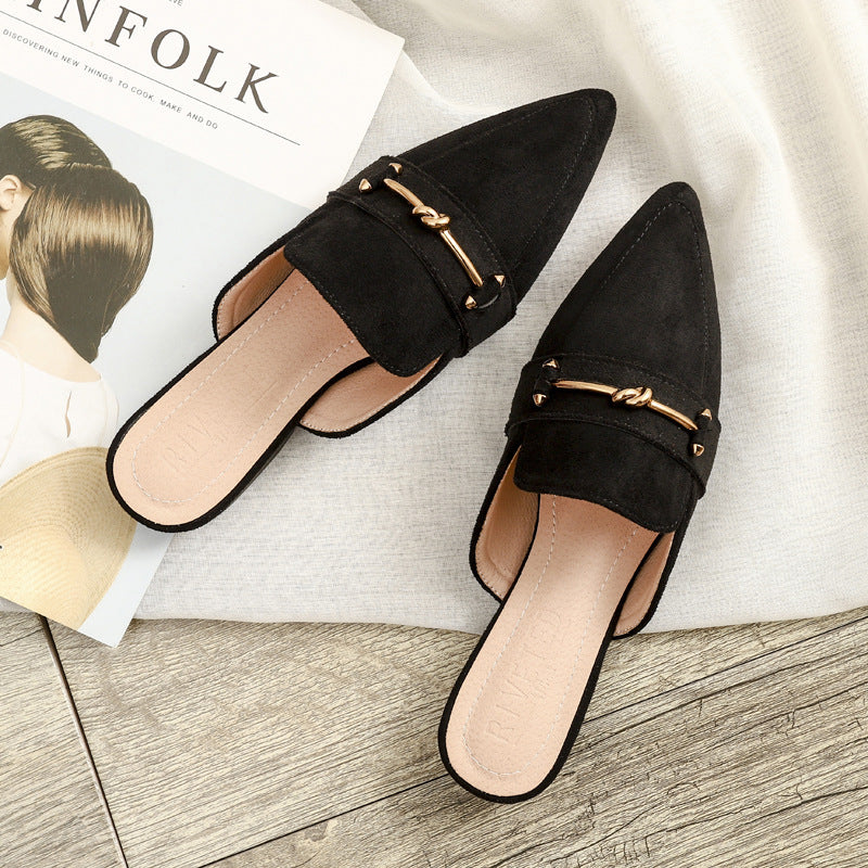 Flora Pointed-Toe Studded Mule Flats | Casual Mule Flats - Image 3