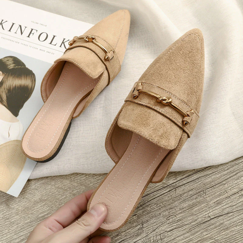 Flora Pointed-Toe Studded Mule Flats | Casual Mule Flats - Image 4