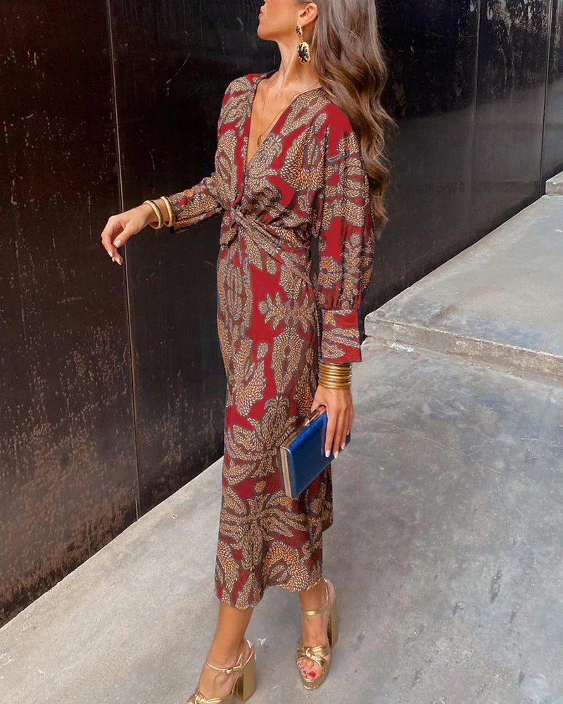 Frances Dress | Summer Printed Long Sleeve Midi Dress - Image 10