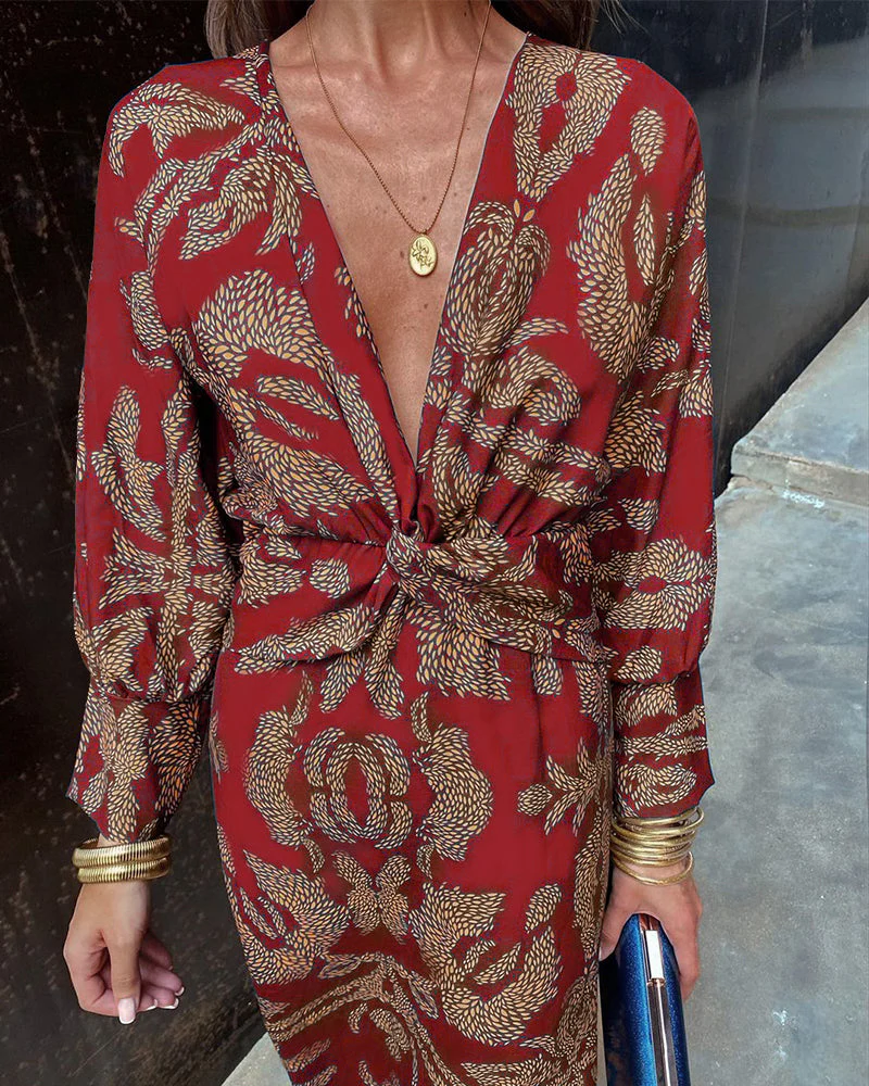 Frances Dress | Summer Printed Long Sleeve Midi Dress - Image 7