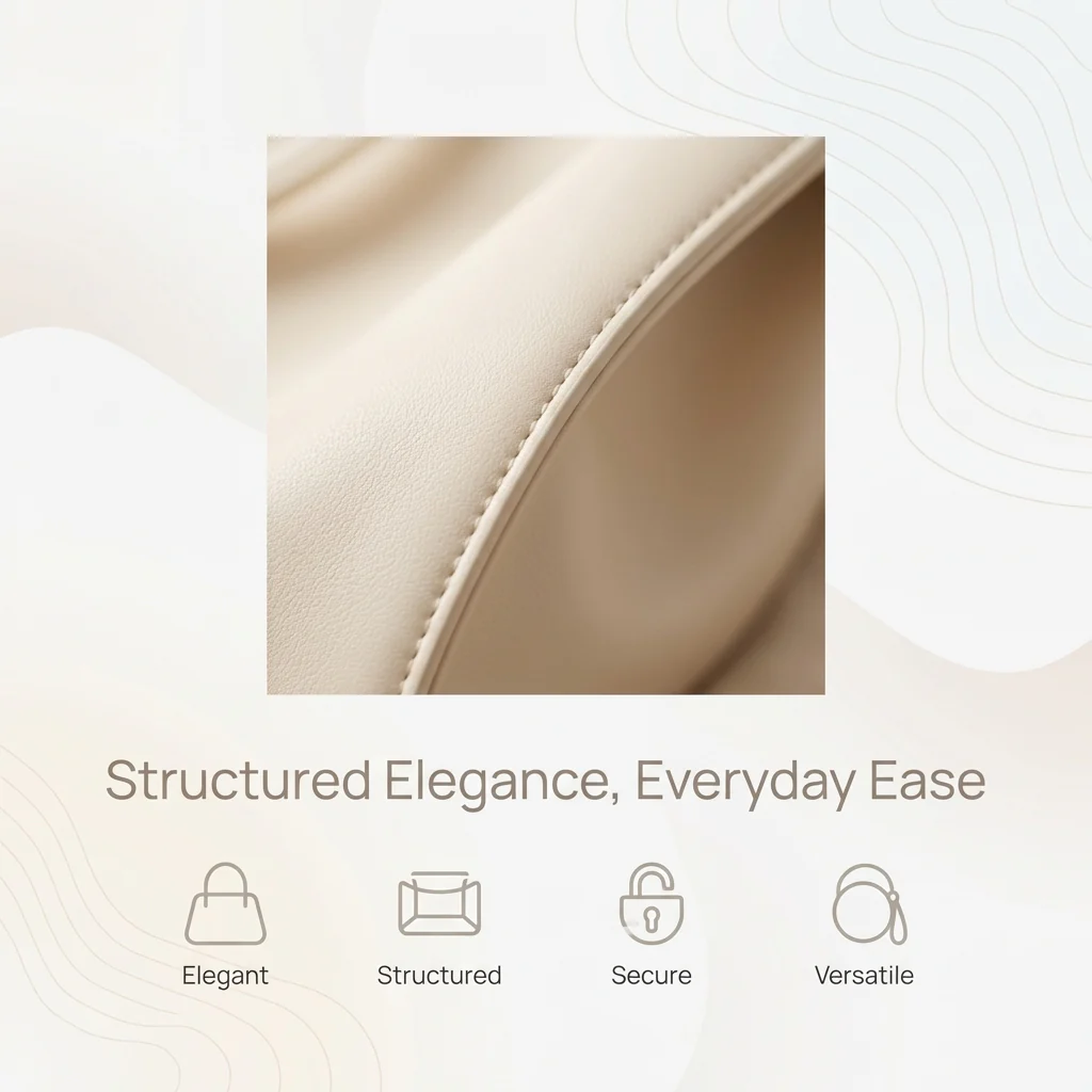 Francesca Top Handle Bag | Bamboo Handle Flap Closure Bag - Image 6