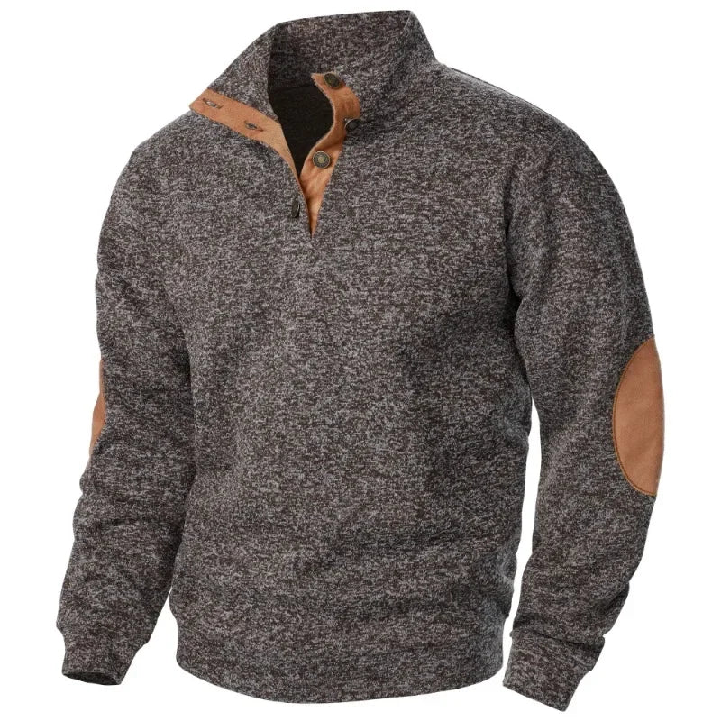 Freddie Wool Mock Neck Pullover Sweater | Button Placket Hip-Length Pullover Sweater - Image 3