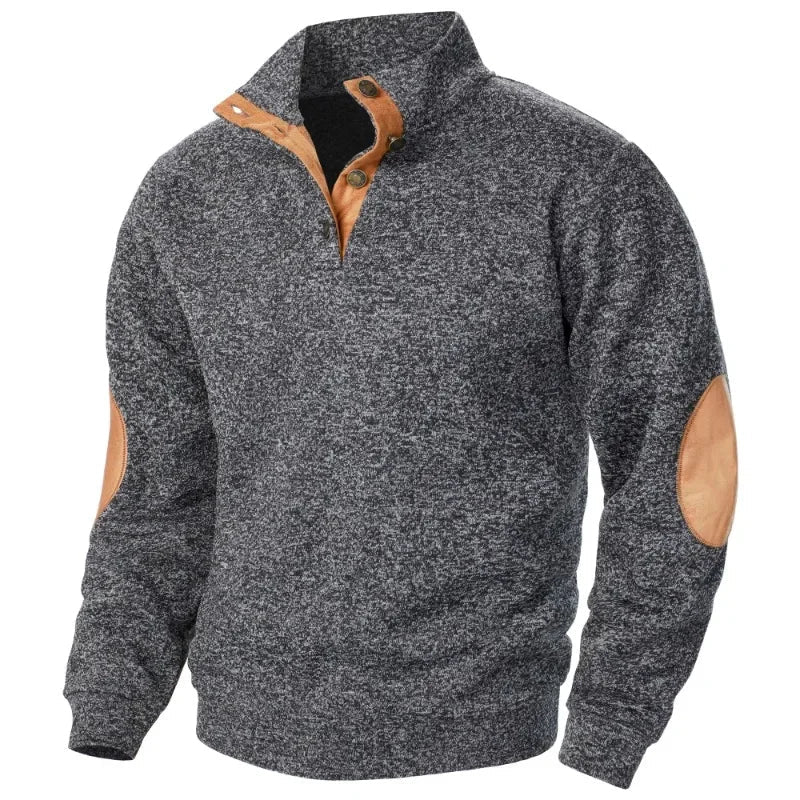 Freddie Wool Mock Neck Pullover Sweater | Button Placket Hip-Length Pullover Sweater - Image 4