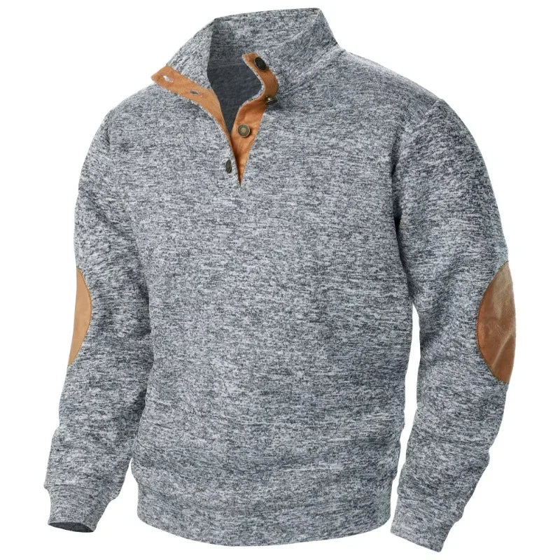 Freddie Wool Mock Neck Pullover Sweater | Button Placket Hip-Length Pullover Sweater - Image 5