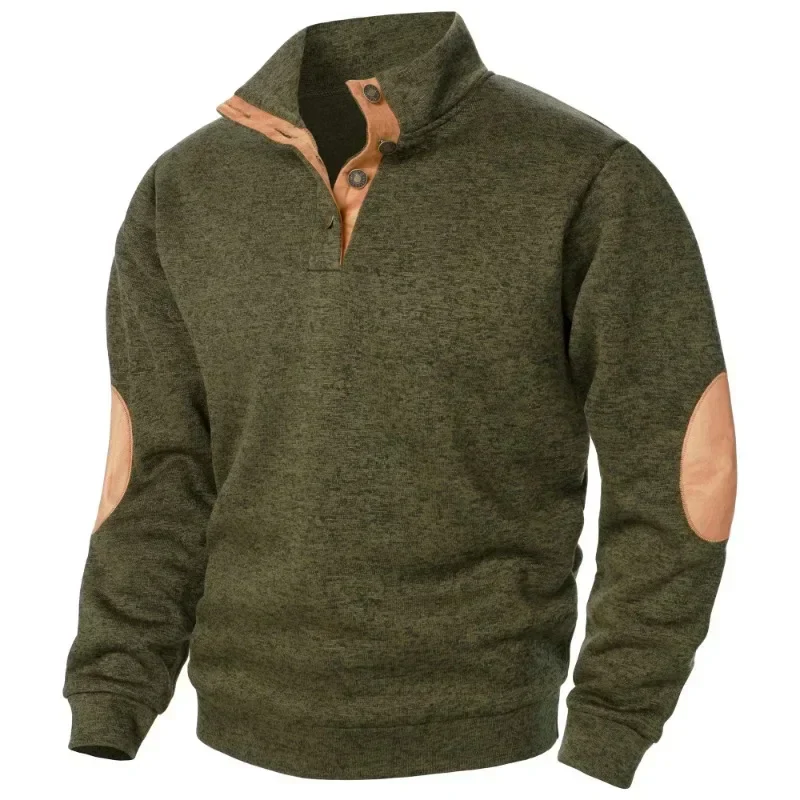 Freddie Wool Mock Neck Pullover Sweater | Button Placket Hip-Length Pullover Sweater - Image 6