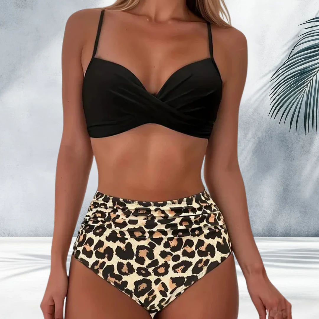Freya High-Waisted Bikini Two-Piece Set | Wrap Front V-Neck Bikini Set - Image 3