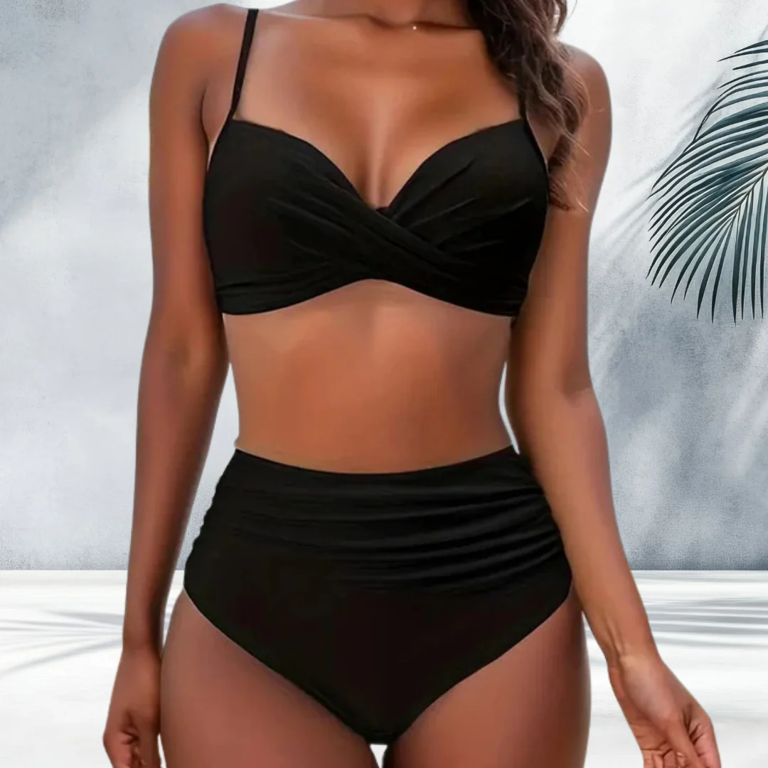 Freya High-Waisted Bikini Two-Piece Set | Wrap Front V-Neck Bikini Set - Image 4