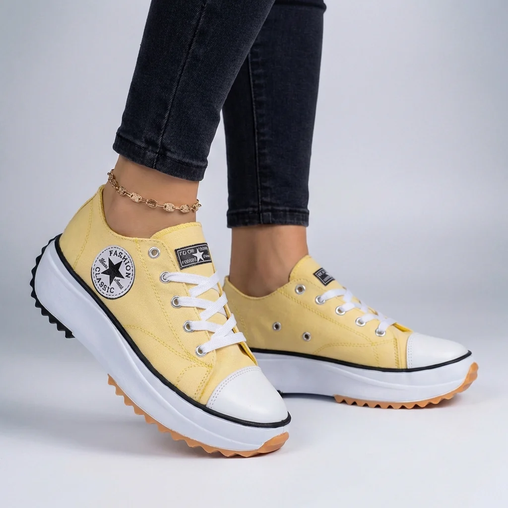 Freya Orthopedic Low-Top Platform Sneakers | Lace-Up Contrast Toe Cap Sneakers - Image 3