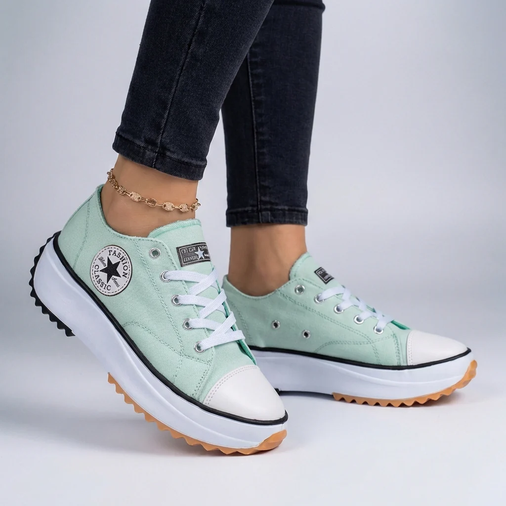 Freya Orthopedic Low-Top Platform Sneakers | Lace-Up Contrast Toe Cap Sneakers - Image 4