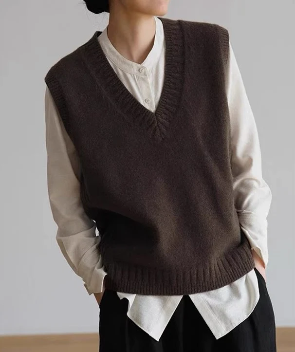 Freya Soft V-Neck Sweater Vest | Sleeveless Relaxed Fit Layering Vest - Image 3