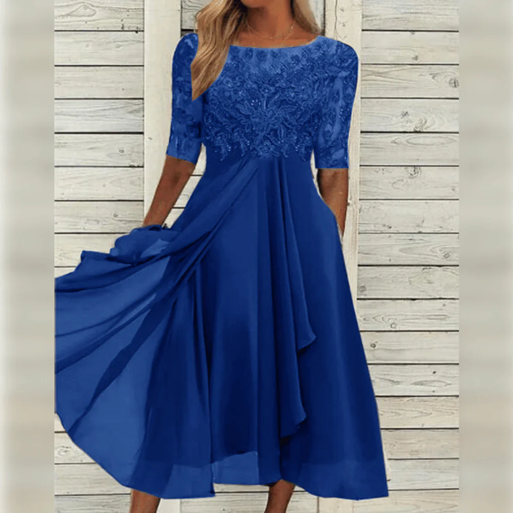 Fritha Dress | Embroidered Midi Dress with Sheer Sleeves - Image 5
