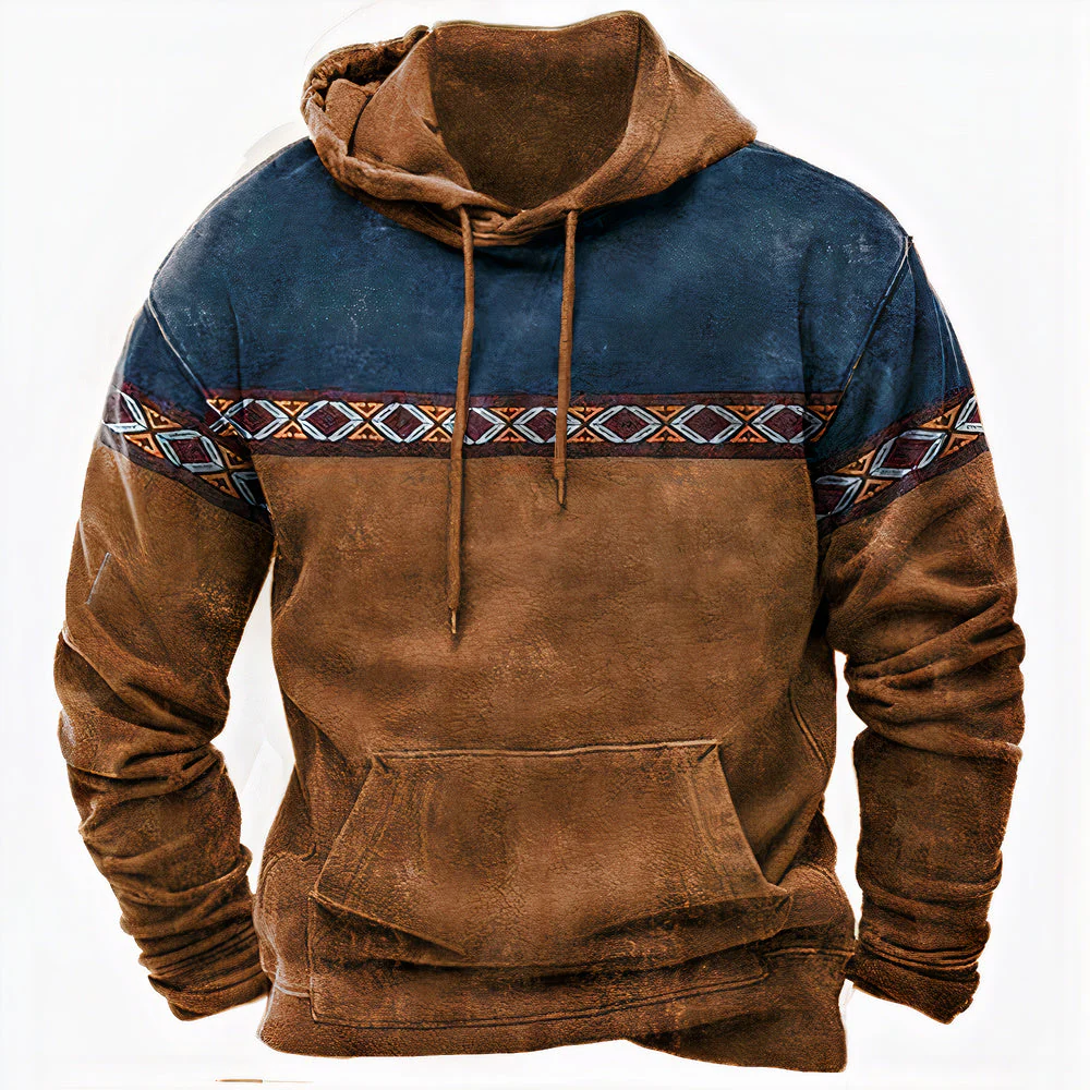 George Relaxed Fit Hoodie | Geometric Color Block Hip-Length Hoodie