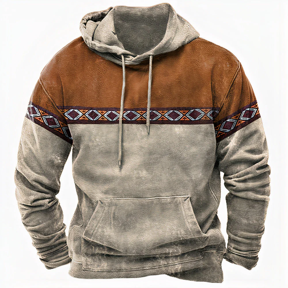 George Relaxed Fit Hoodie | Geometric Color Block Hip-Length Hoodie - Image 2