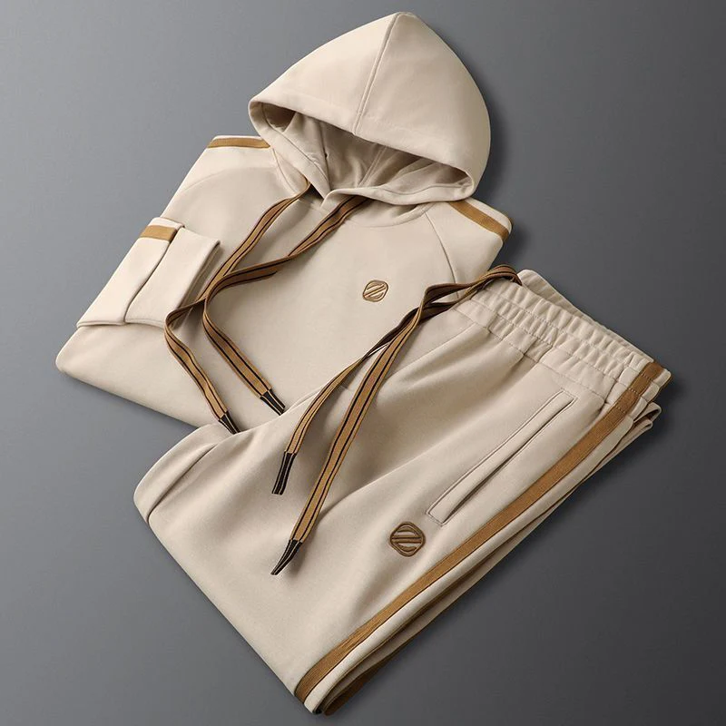 George Relaxed Fit Striped Hoodie Track Pants Two-Piece Set | Drawstring Hood Side Pockets Set - Image 2