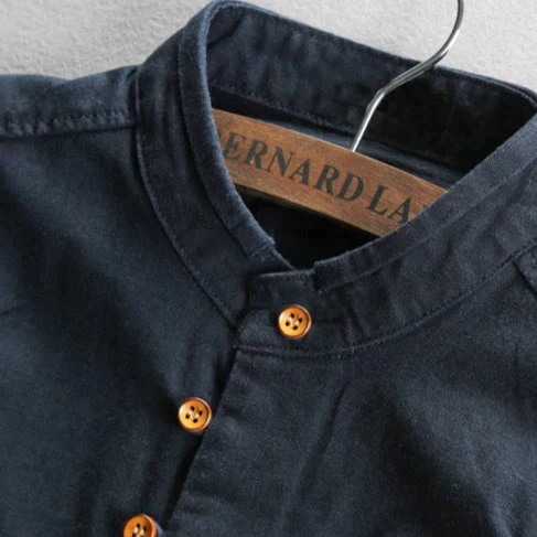 Halden Top | Slim Fit Shirt with Stand Collar - Image 7