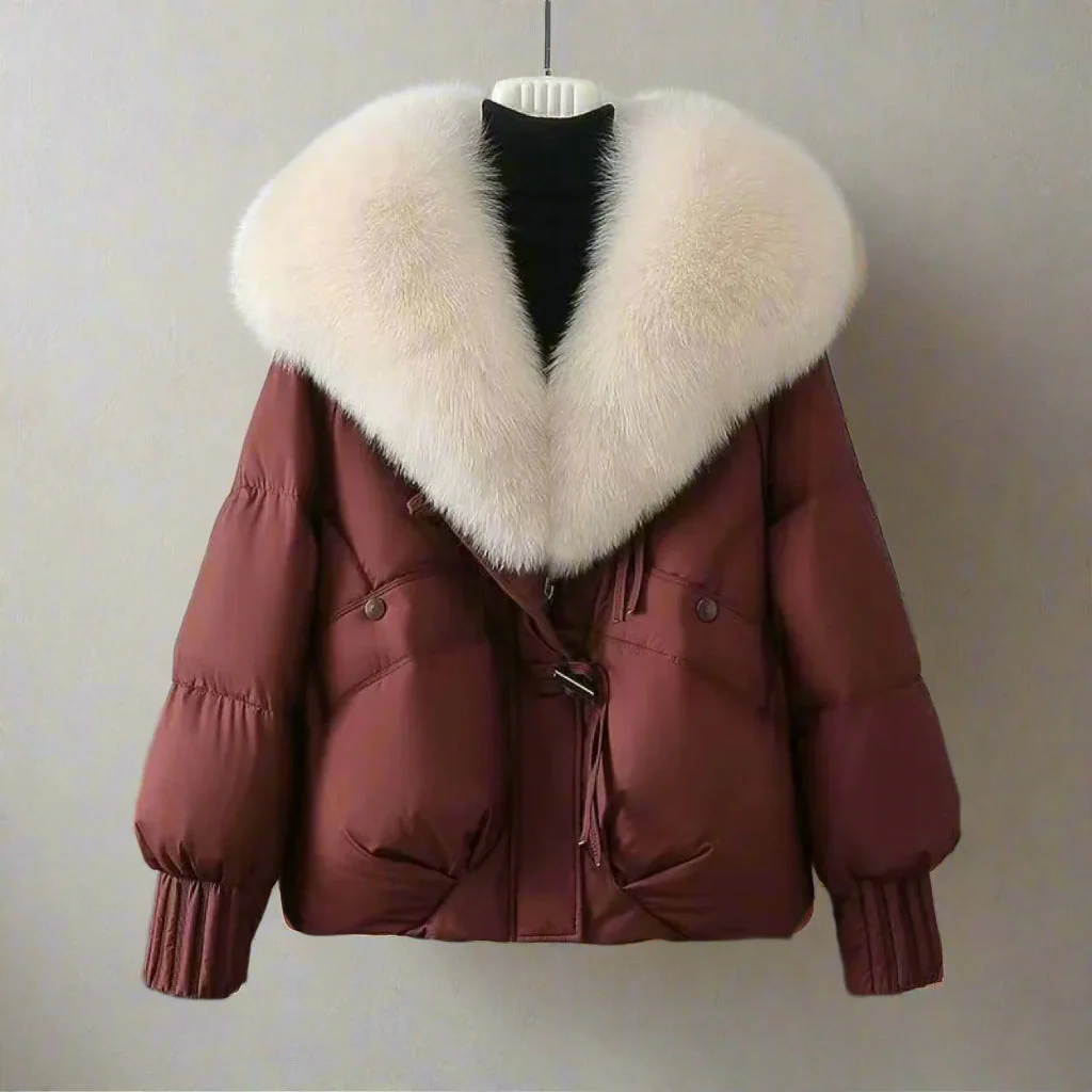 Harper Relaxed Fit Puffer Jacket | Fur Collar Toggle Closure Jacket - Image 2