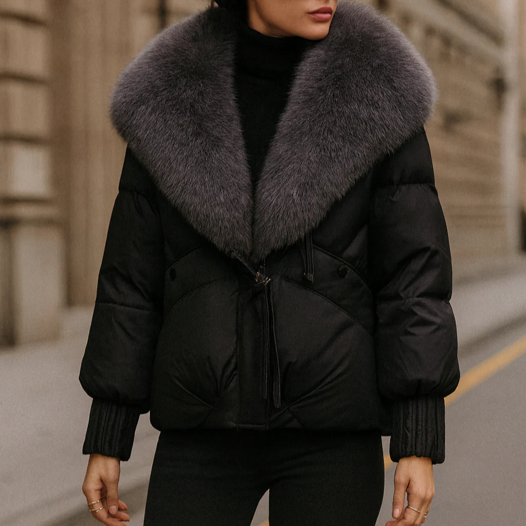 Harper Relaxed Fit Puffer Jacket | Fur Collar Toggle Closure Jacket - Image 5