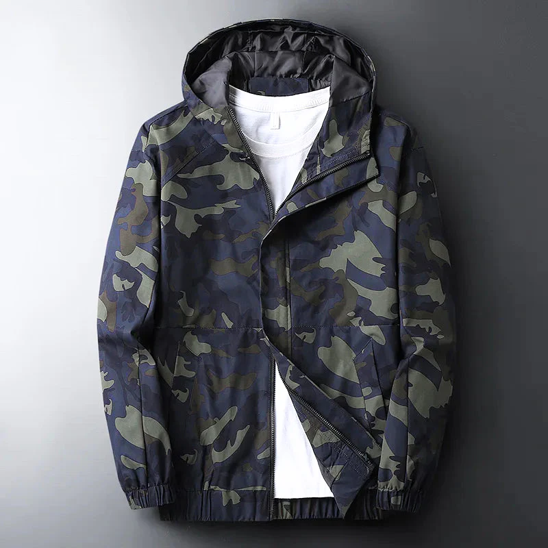 Harrison Camouflage Hooded Jacket | Relaxed Fit Zip Front Jacket
