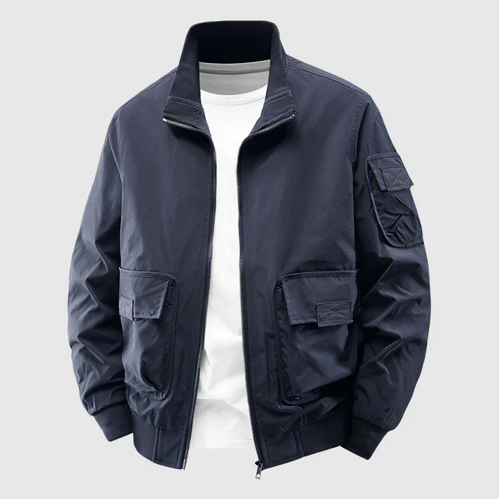 Harry Relaxed Fit Bomber Jacket | Utility Pockets Zip Front Bomber Jacket - Image 5