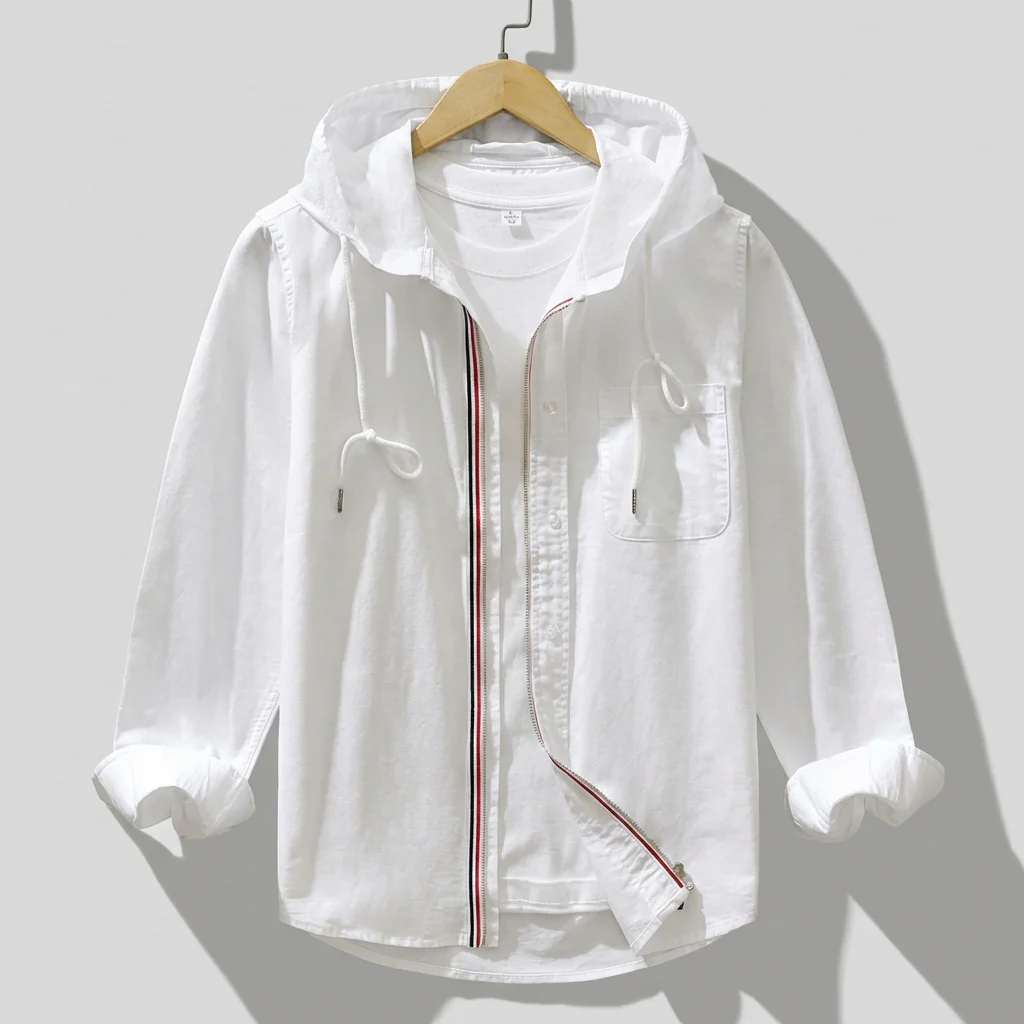 Harry Relaxed Fit Hooded Shirt | Zipper Closure Hip-Length Shirt - Image 2