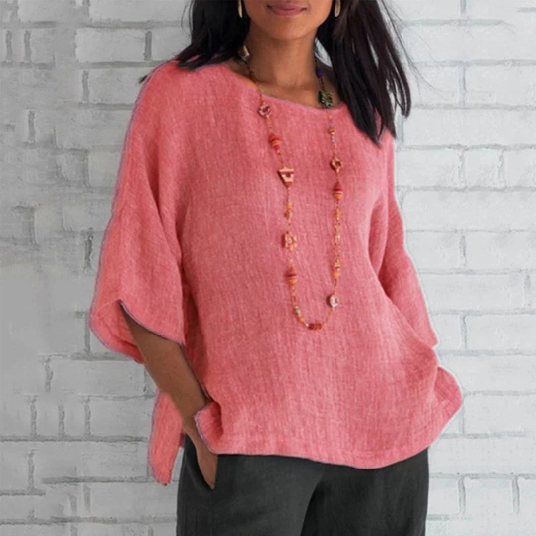 Hattie Top | Loose Fit Casual Blouse with Side Slits - Image 2
