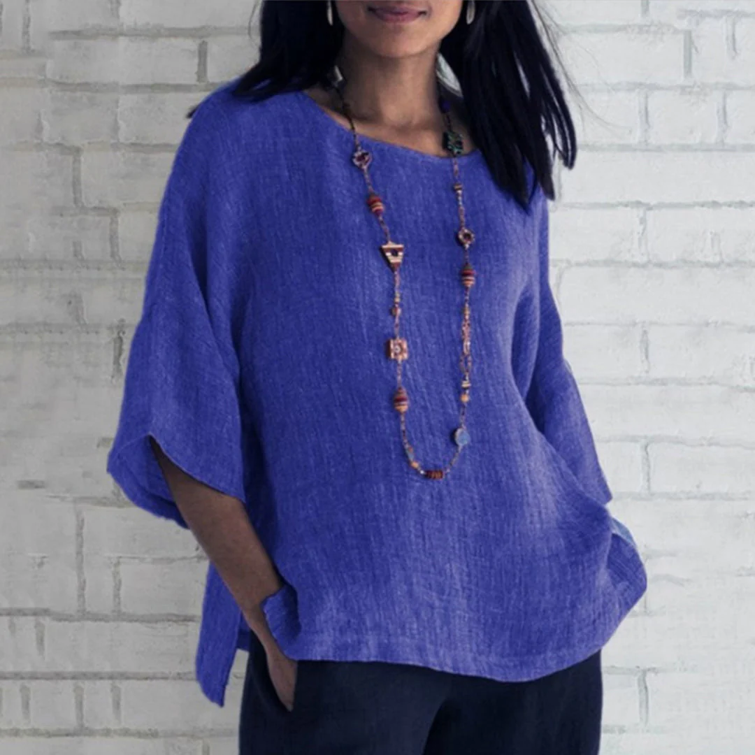 Hattie Top | Loose Fit Casual Blouse with Side Slits - Image 6