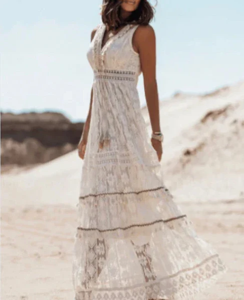 Iremi Dress | Boho Sleeveless Lace Maxi Summer Dress