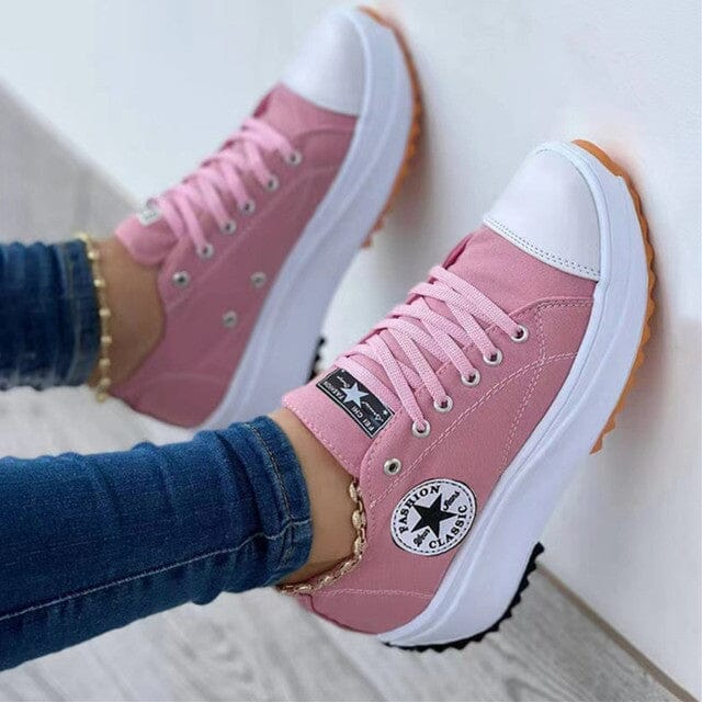 Isabella Cotton Chunky Sole Sneakers | Platform Lace-Up Sneakers - Image 2