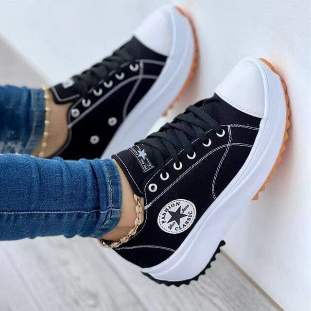 Isabella Cotton Chunky Sole Sneakers | Platform Lace-Up Sneakers - Image 3
