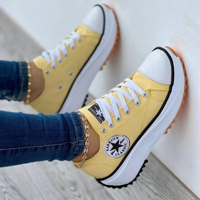 Isabella Cotton Chunky Sole Sneakers | Platform Lace-Up Sneakers - Image 4