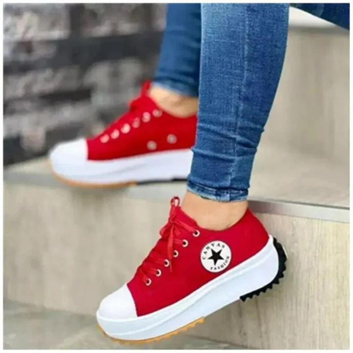 Isabella Cotton Chunky Sole Sneakers | Platform Lace-Up Sneakers - Image 6