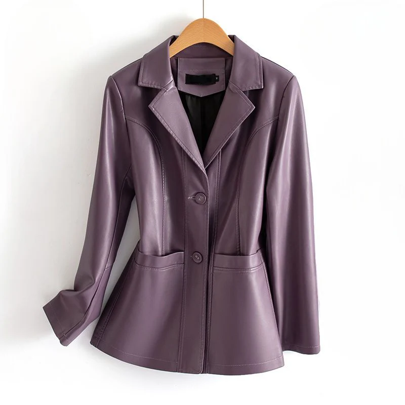 Isabella Fitted Leather Jacket | Collared Hip-Length Jacket - Image 3