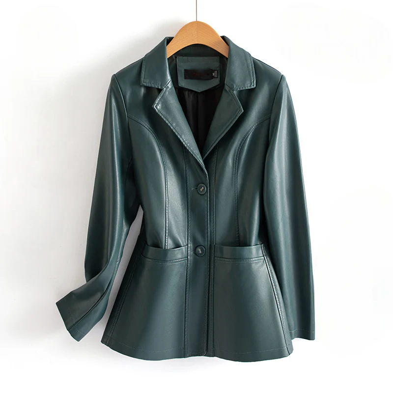 Isabella Fitted Leather Jacket | Collared Hip-Length Jacket - Image 4