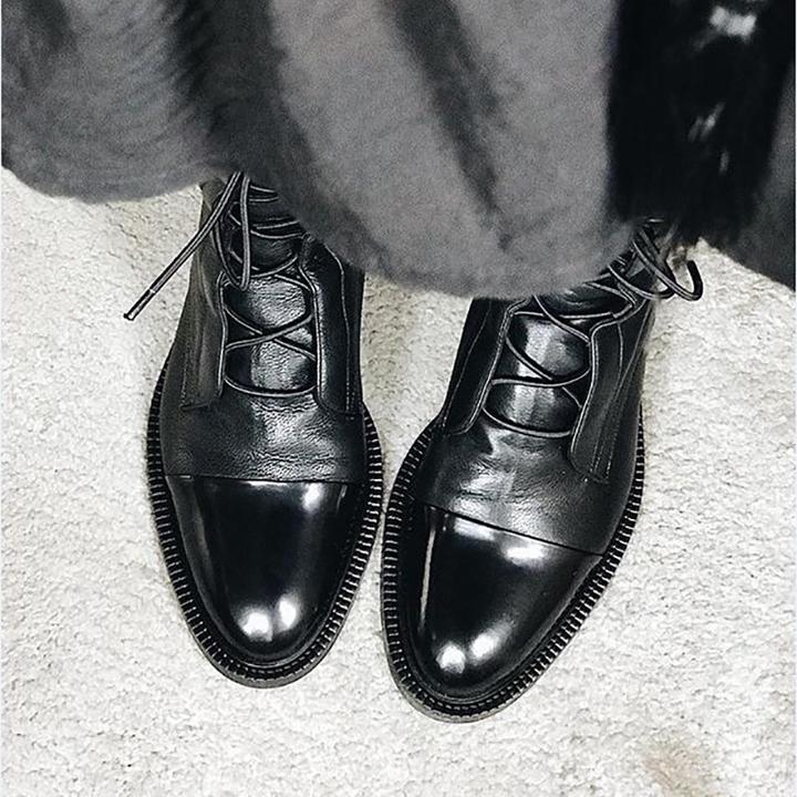 Isabella Lace-Up Cap Toe Ankle Boots | Ankle-Wrap Detail Ankle Boots - Image 3