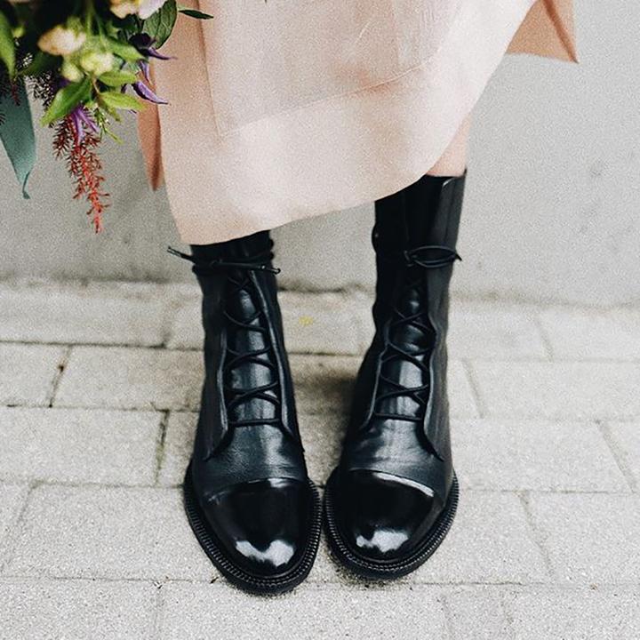 Isabella Lace-Up Cap Toe Ankle Boots | Ankle-Wrap Detail Ankle Boots - Image 5