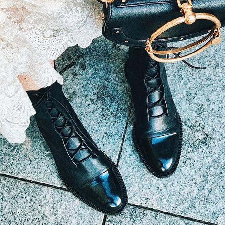 Isabella Lace-Up Cap Toe Ankle Boots | Ankle-Wrap Detail Ankle Boots - Image 8