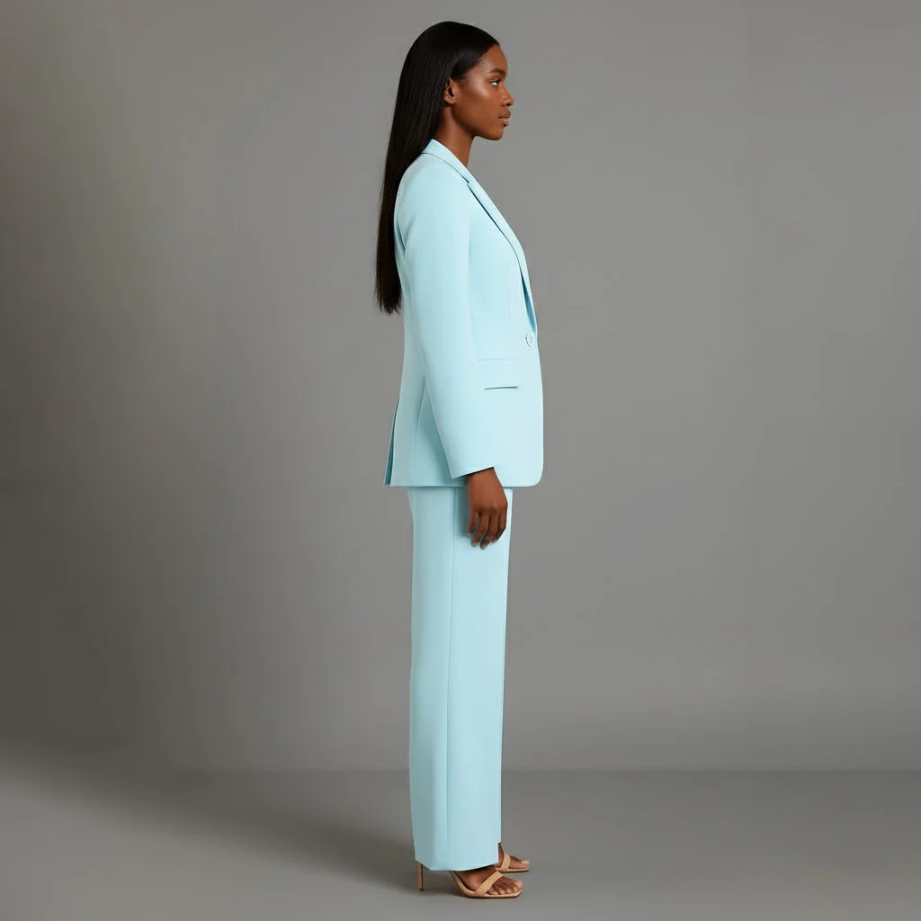Isabella Tailored Fit Blazer Wide Leg Trousers Two-Piece Set | Solid Button Front Women’s Suit Set - Image 14