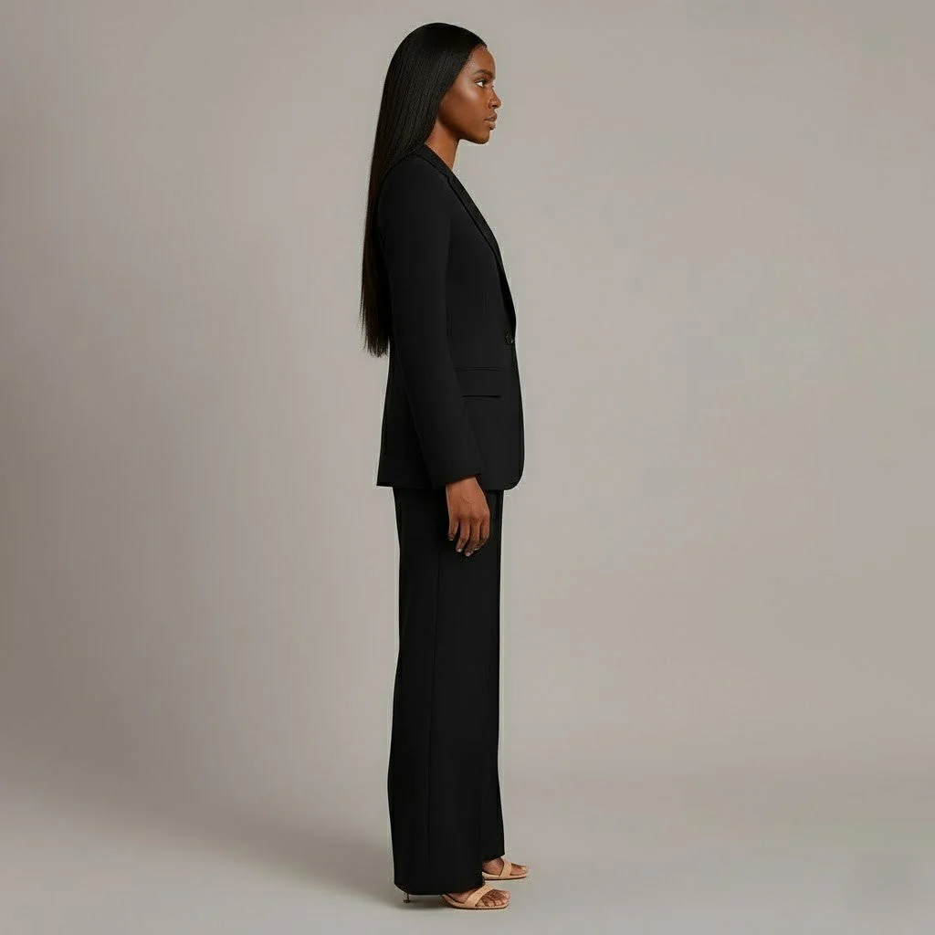 Isabella Tailored Fit Blazer Wide Leg Trousers Two-Piece Set | Solid Button Front Women’s Suit Set - Image 5