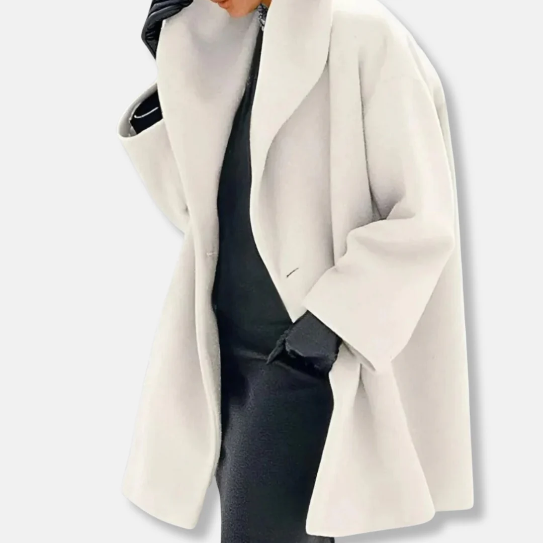 Isabella A-Line Coat | Collared Lapel Button Front Coat - Image 2