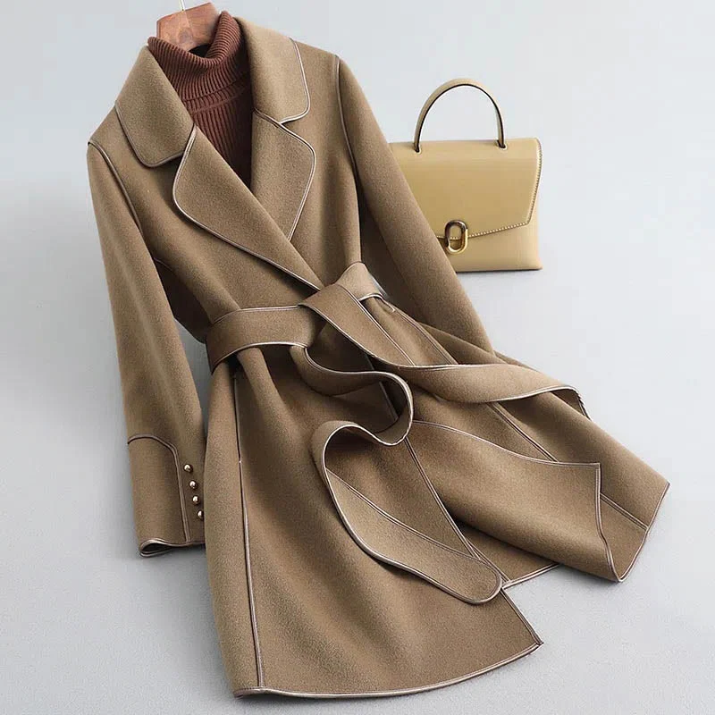 Isabella Wool Belted Wrap Coat | Relaxed Fit Collared Coat - Image 3