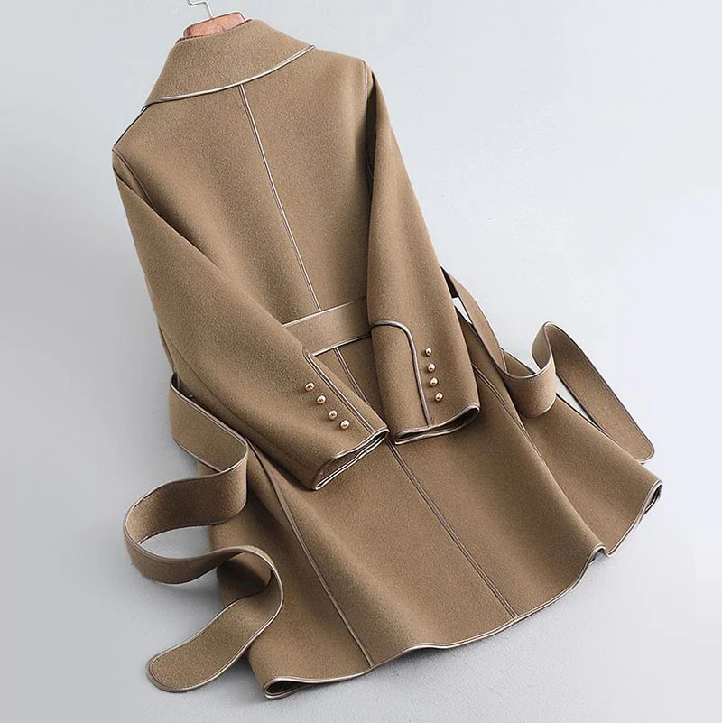 Isabella Wool Belted Wrap Coat | Relaxed Fit Collared Coat - Image 4