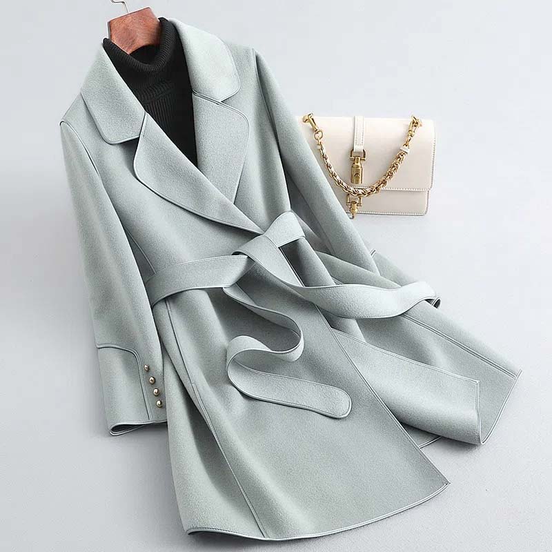Isabella Wool Belted Wrap Coat | Relaxed Fit Collared Coat - Image 5