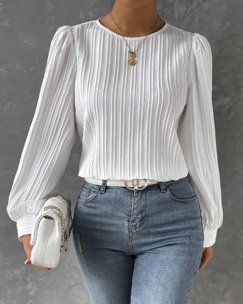Isadora Blouse | Elegant Structured Top with Lantern Sleeves - Image 4