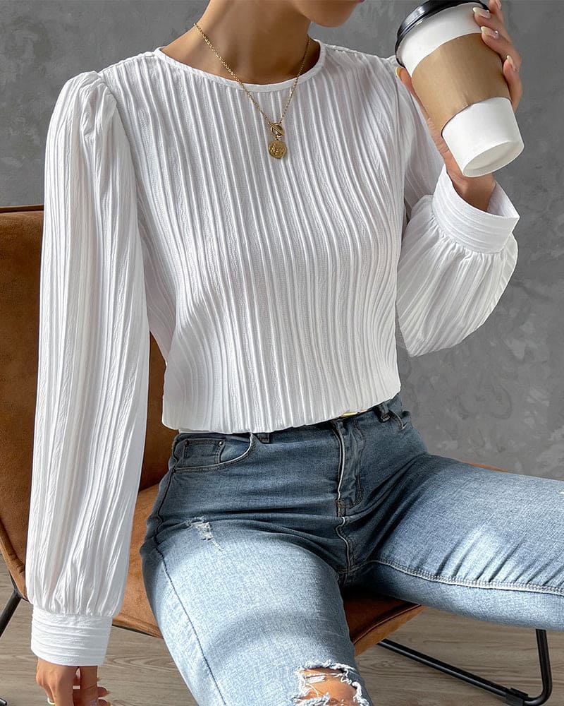 Isadora Blouse | Elegant Structured Top with Lantern Sleeves - Image 5