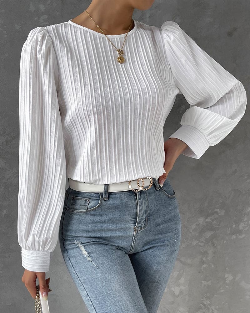 Isadora Blouse | Elegant Structured Top with Lantern Sleeves - Image 6