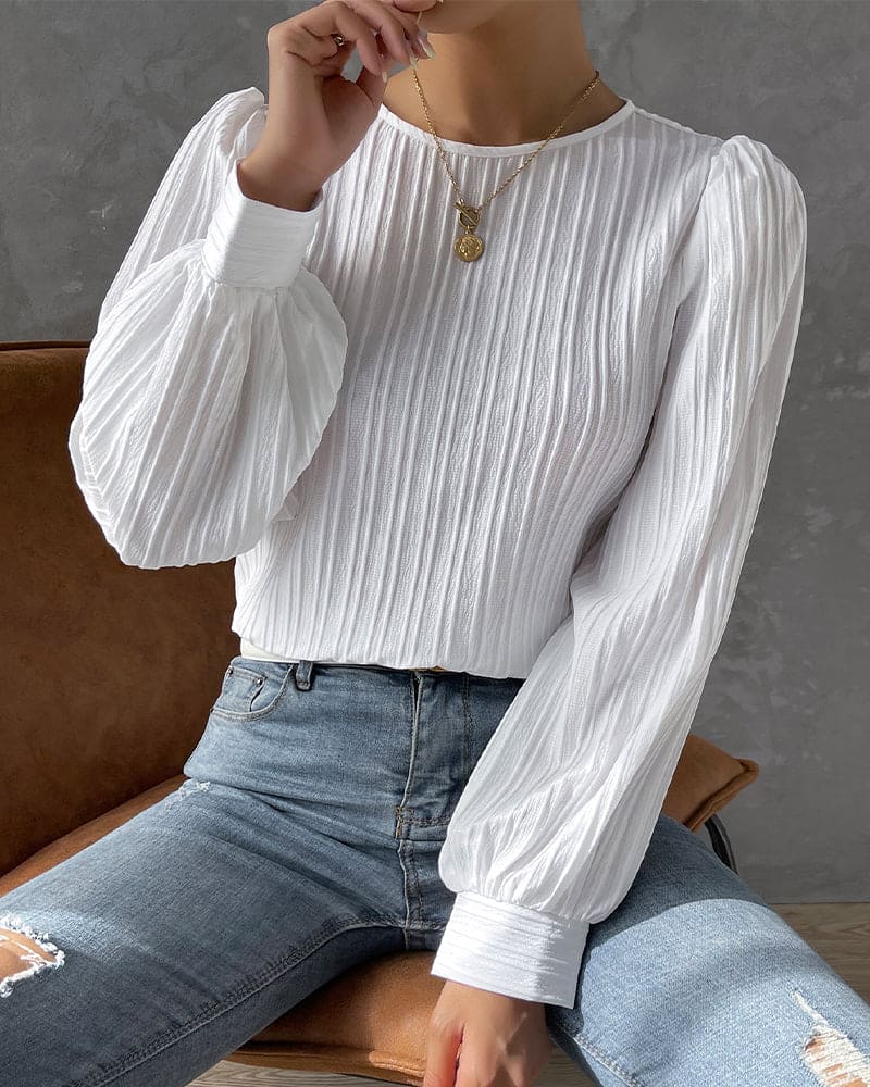 Isadora Blouse | Elegant Structured Top with Lantern Sleeves - Image 8