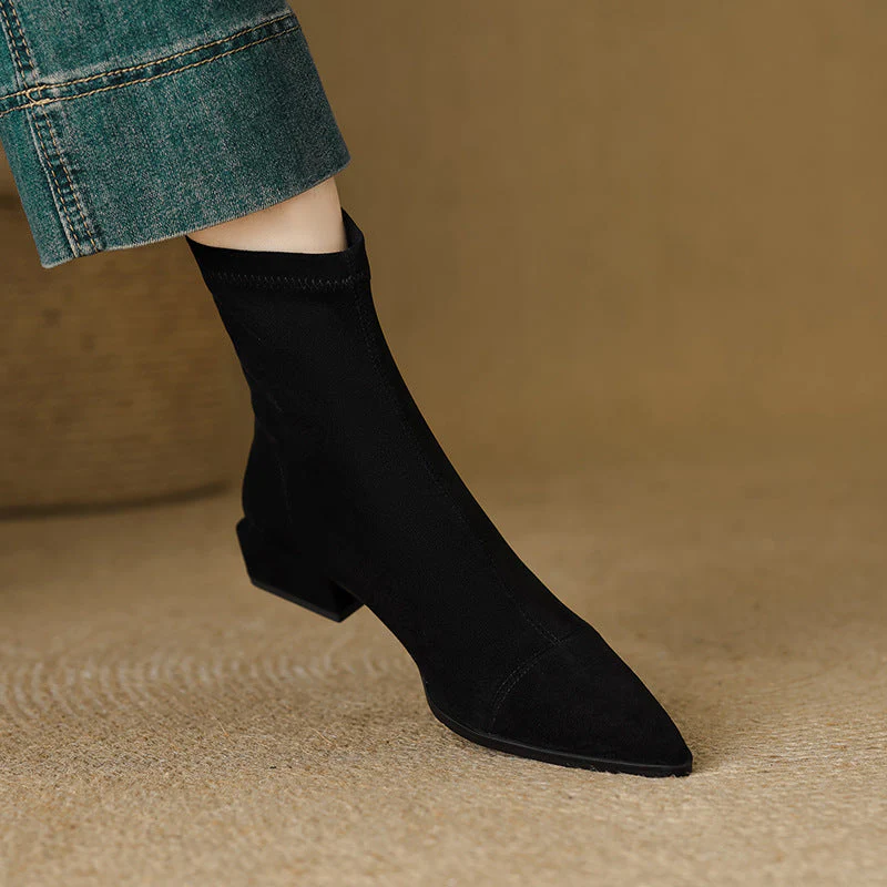Isla Fitted Ankle Boots | Pointed Toe Block Heel Ankle Boots - Image 2